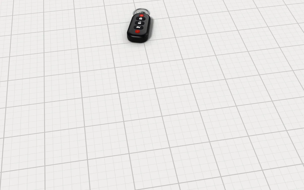 Illustration of the 5 retractable keychains to scale, next to a car key fob for size