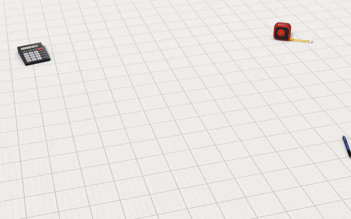 Illustration of the 5 storage clipboards to scale, next to a desktop calculator, a tape measure and a ballpoint pen for size
